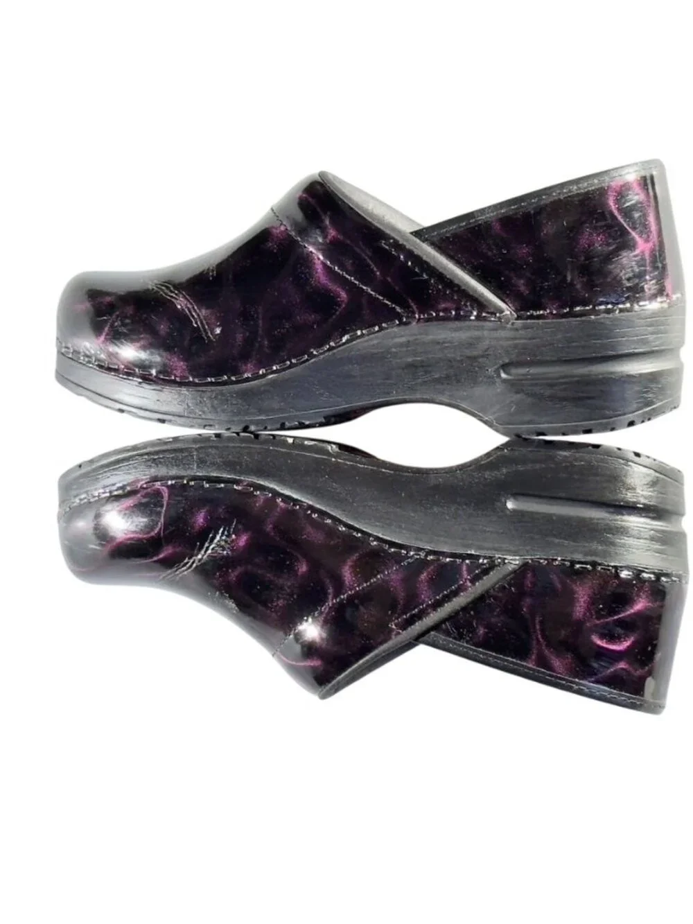Sanita Professional Women's Purple Satin Patent Clogs Size 38